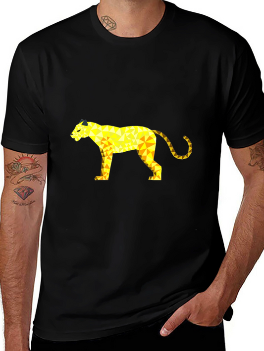 Geometric Panther Graphic Tee - Black