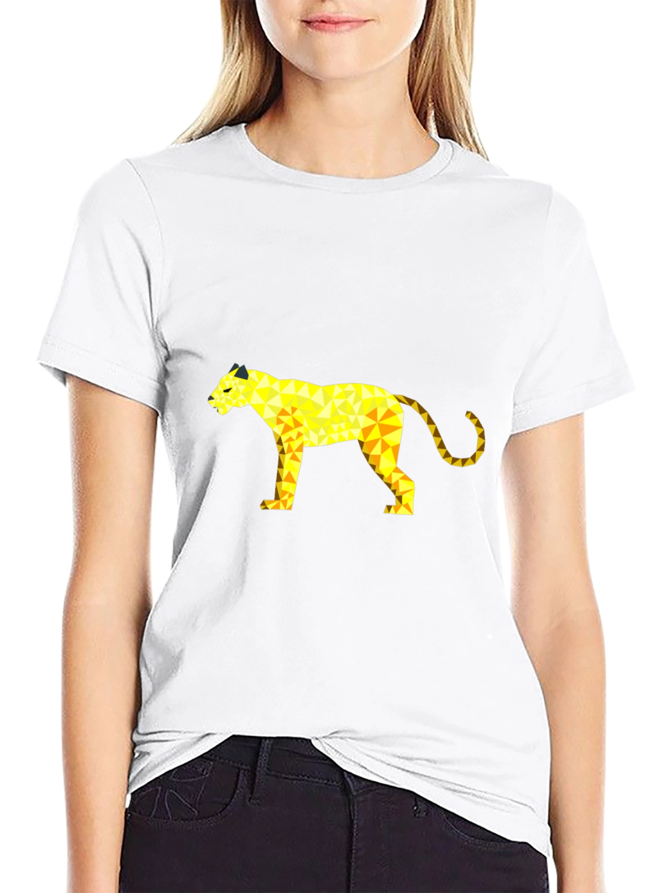 Geometric Panther Graphic Tee - Black