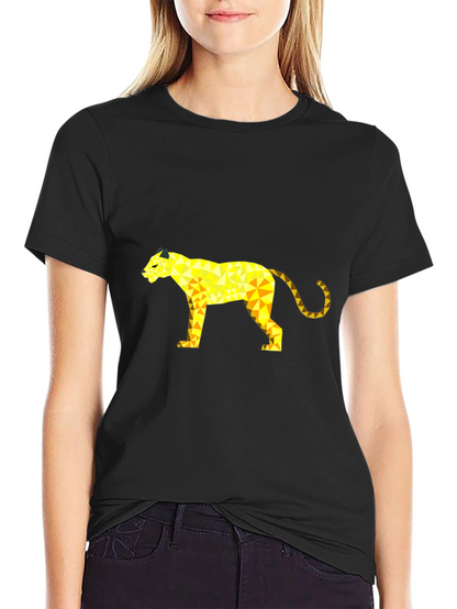 Geometric Panther Graphic Tee - Black