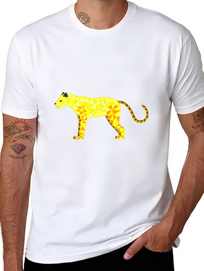 Geometric Panther Graphic Tee - Black