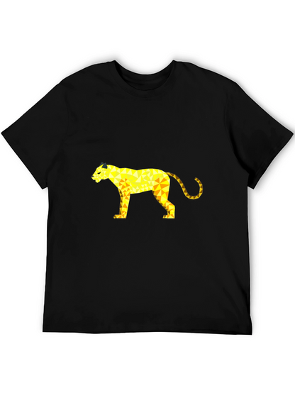 Geometric Panther Graphic Tee - Black