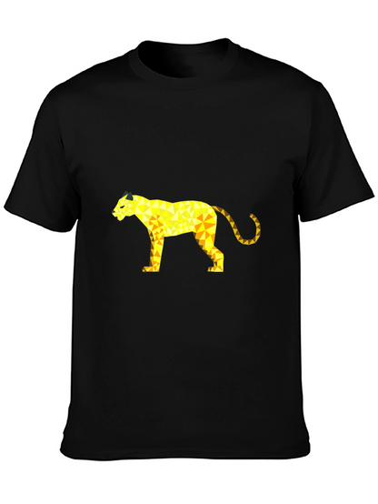 Geometric Panther Graphic Tee - Black