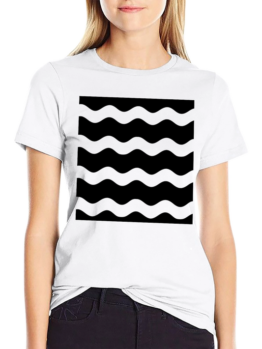 Modern Black Wave Pattern T-Shirt