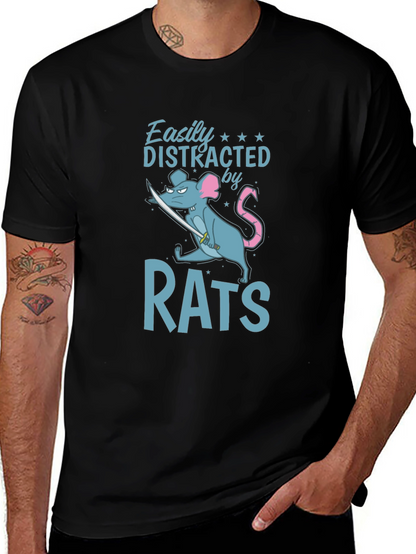 Easily Distracted by Rats Funny Graphic T-Shirt