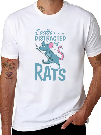 Easily Distracted by Rats Funny Graphic T-Shirt