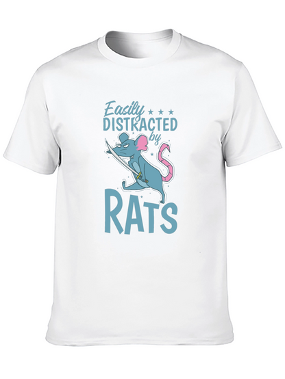 Easily Distracted by Rats Funny Graphic T-Shirt