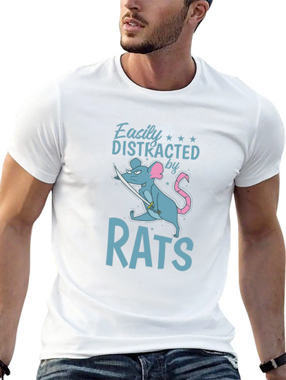 Easily Distracted by Rats Funny Graphic T-Shirt
