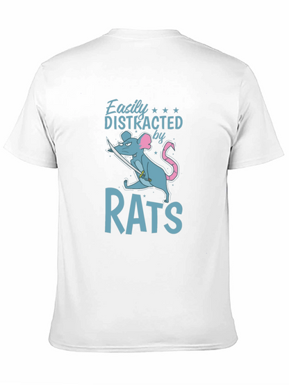 Easily Distracted by Rats Funny Graphic T-Shirt