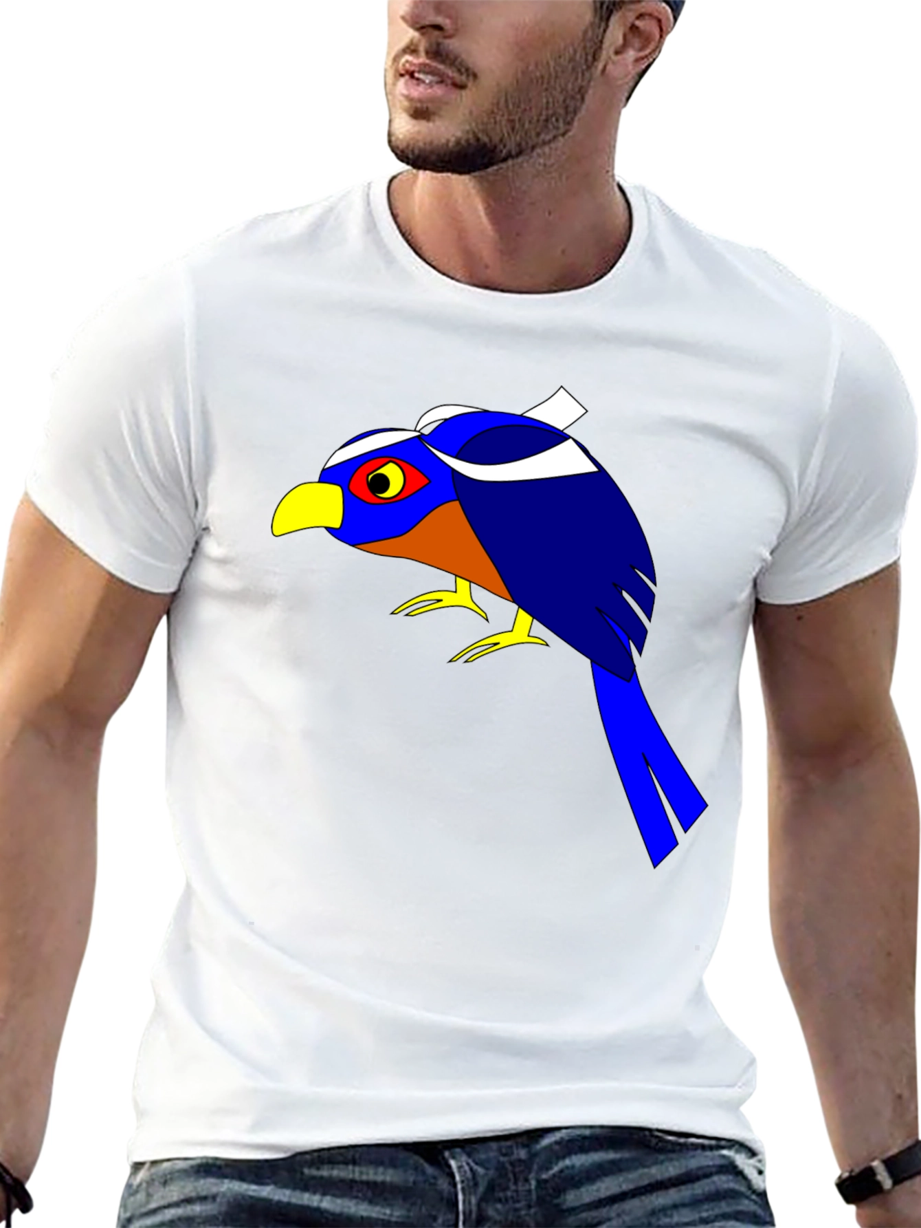 Bold Bird Graphic Tee - Black Cotton T-Shirt