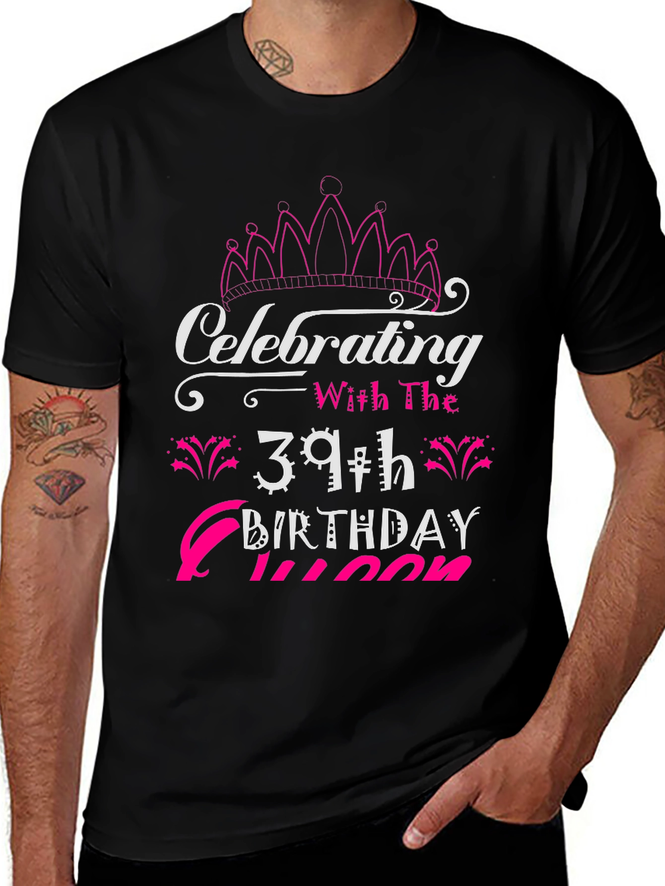 39th Birthday Queen Black T-Shirt