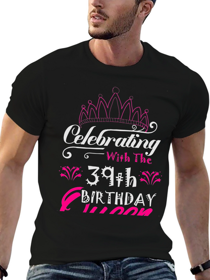 39th Birthday Queen Black T-Shirt
