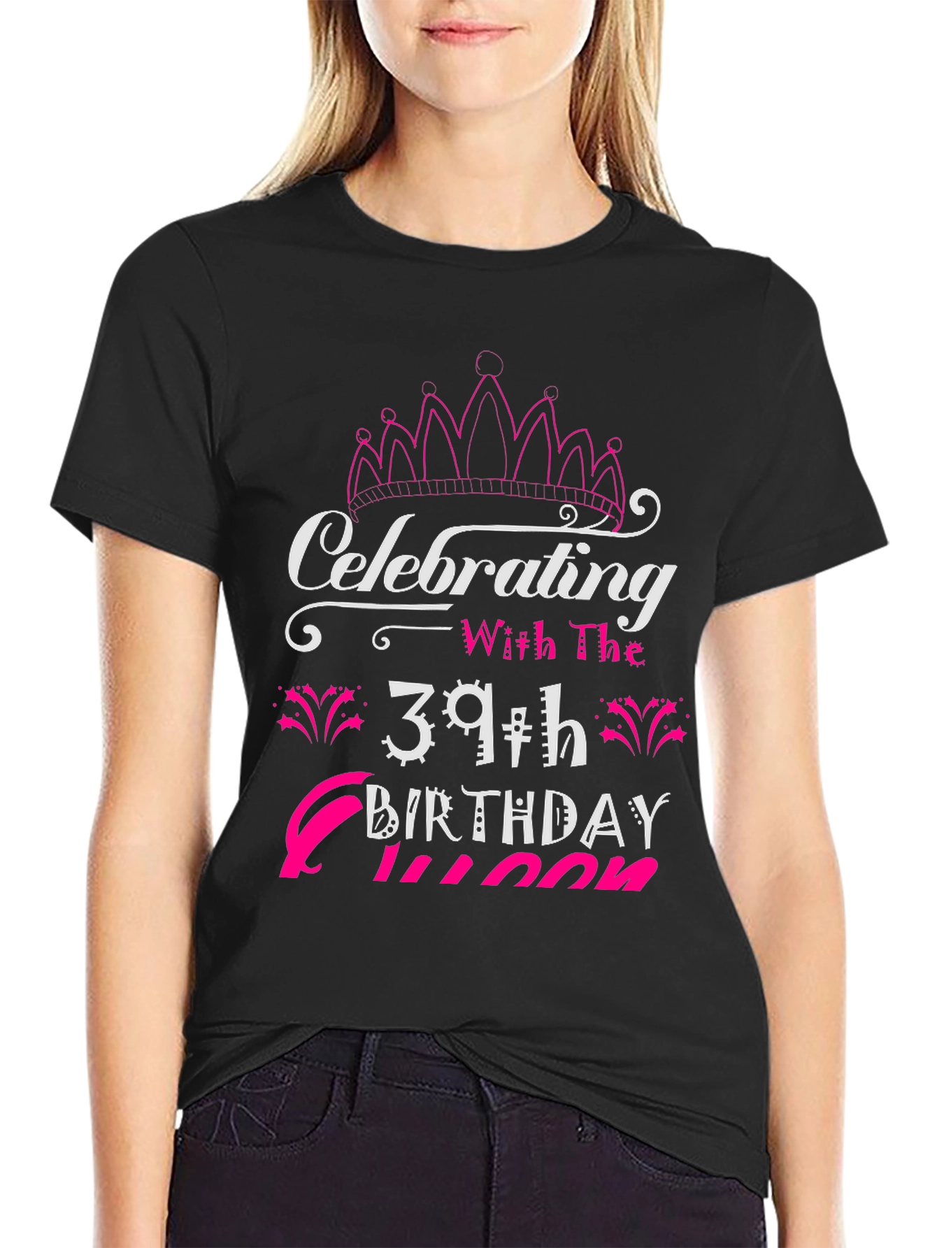 39th Birthday Queen Black T-Shirt