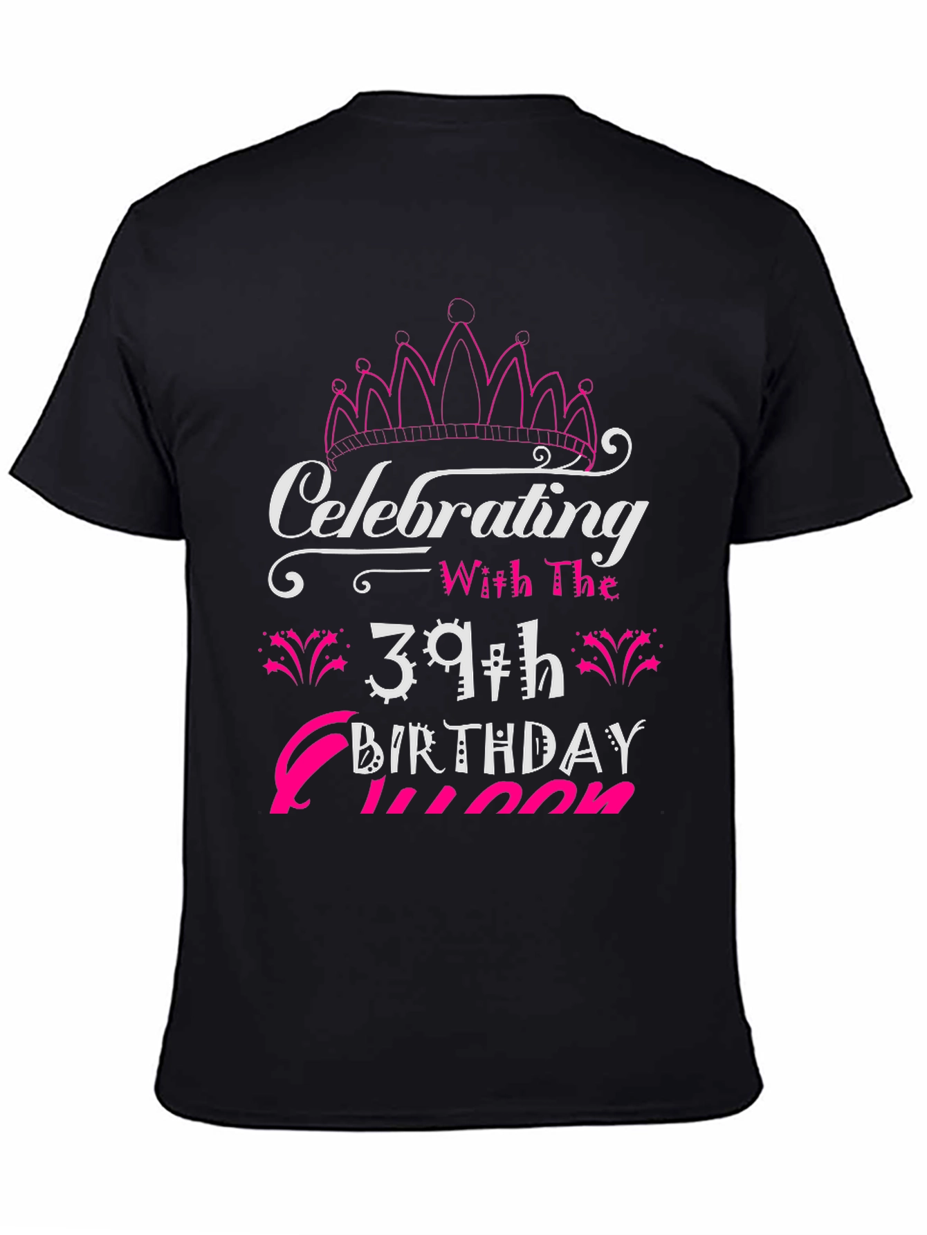 39th Birthday Queen Black T-Shirt