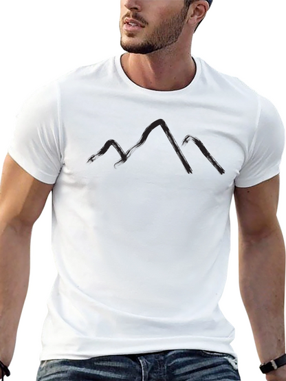 Mountain Silhouette Graphic Tee - Black Casual T-Shirt