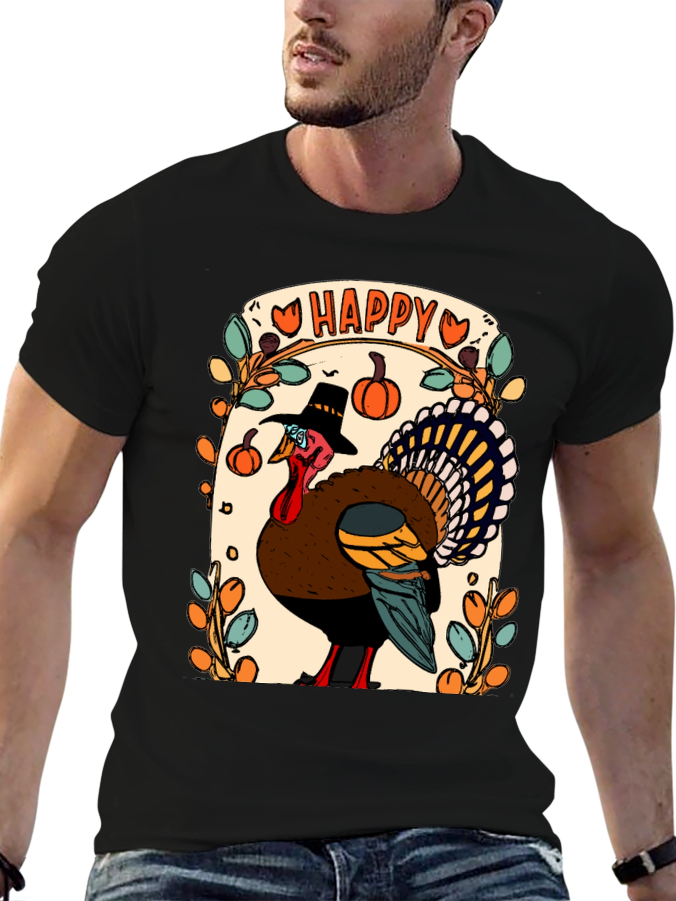 Happy Thanksgiving Turkey Graphic Tee