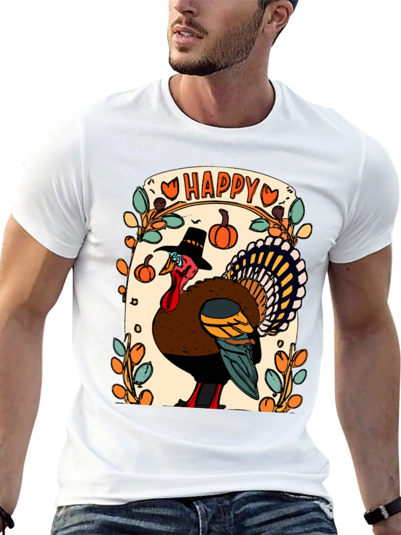 Happy Thanksgiving Turkey Graphic Tee