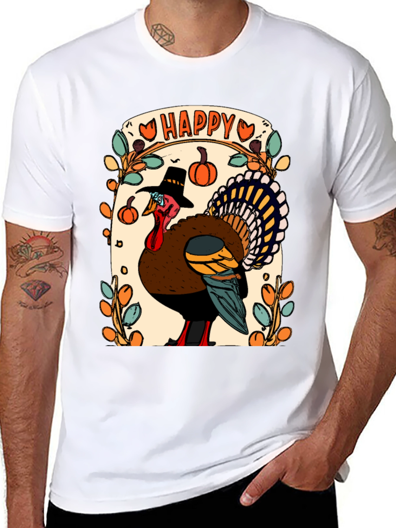 Happy Thanksgiving Turkey Graphic Tee
