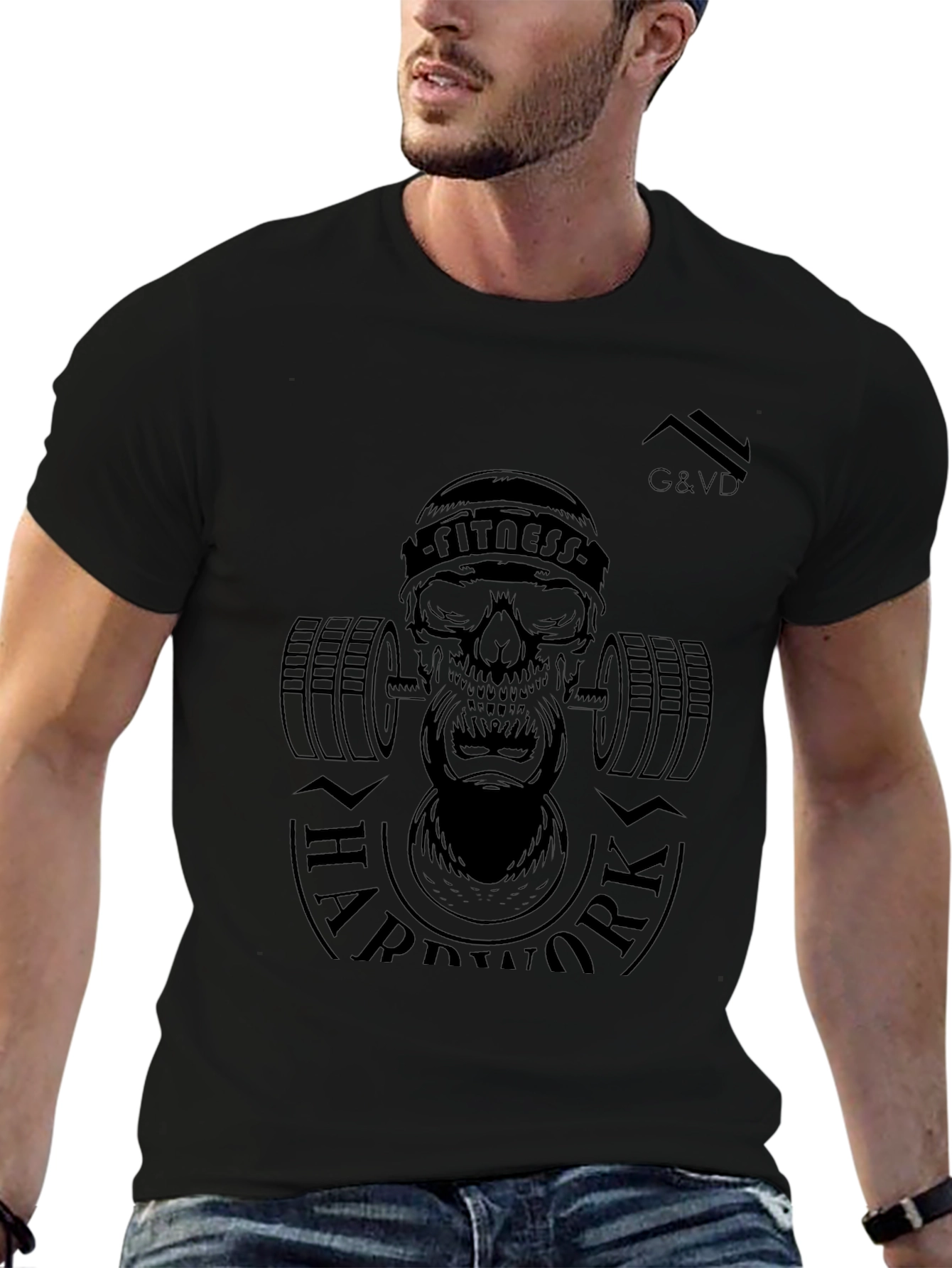 Fitness Skull Graphic Black T-Shirt