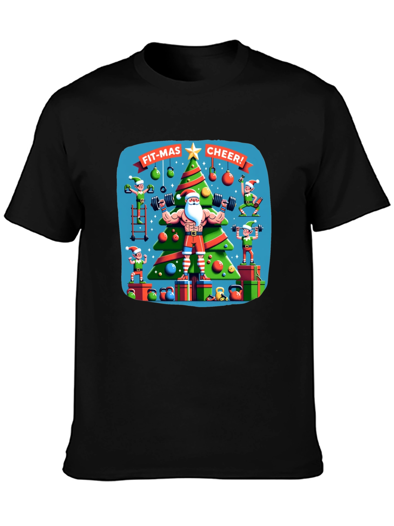 Fit-Mas Cheer Santa Gym T-Shirt