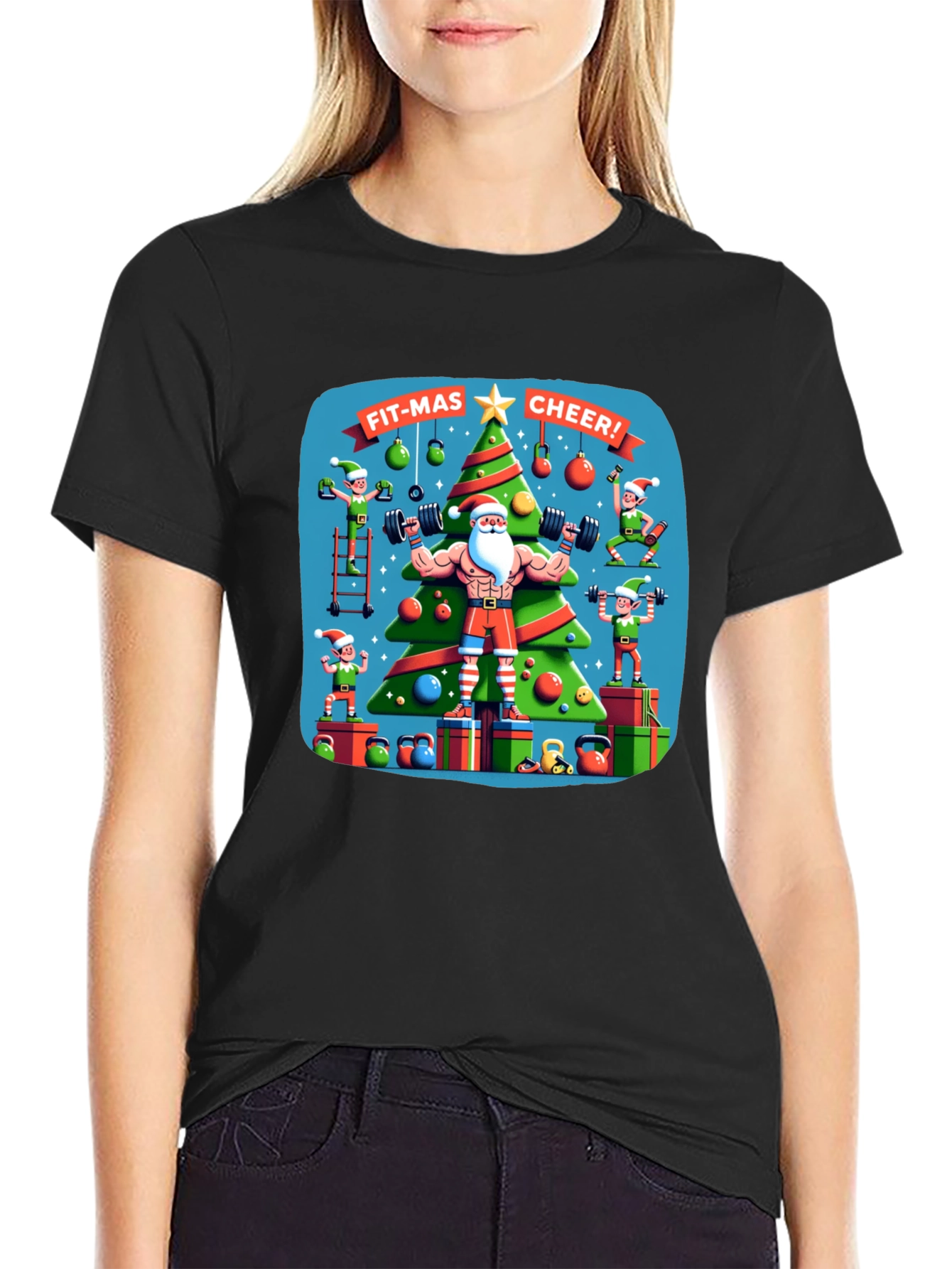Fit-Mas Cheer Santa Gym T-Shirt