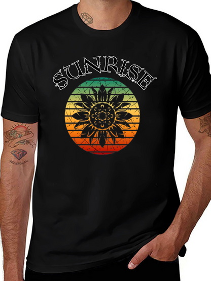 Sunrise Sunflower Graphic Tee - Black T-Shirt