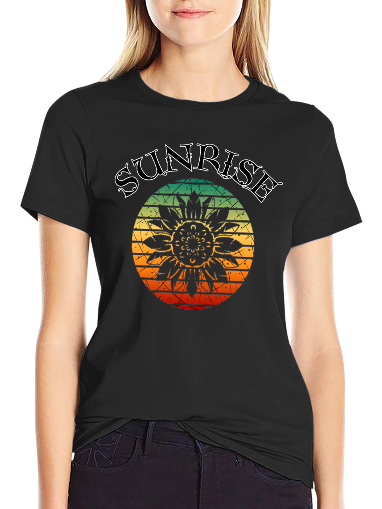 Sunrise Sunflower Graphic Tee - Black T-Shirt