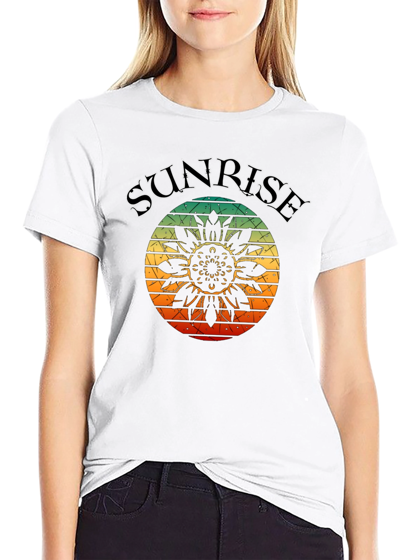 Sunrise Sunflower Graphic Tee - Black T-Shirt