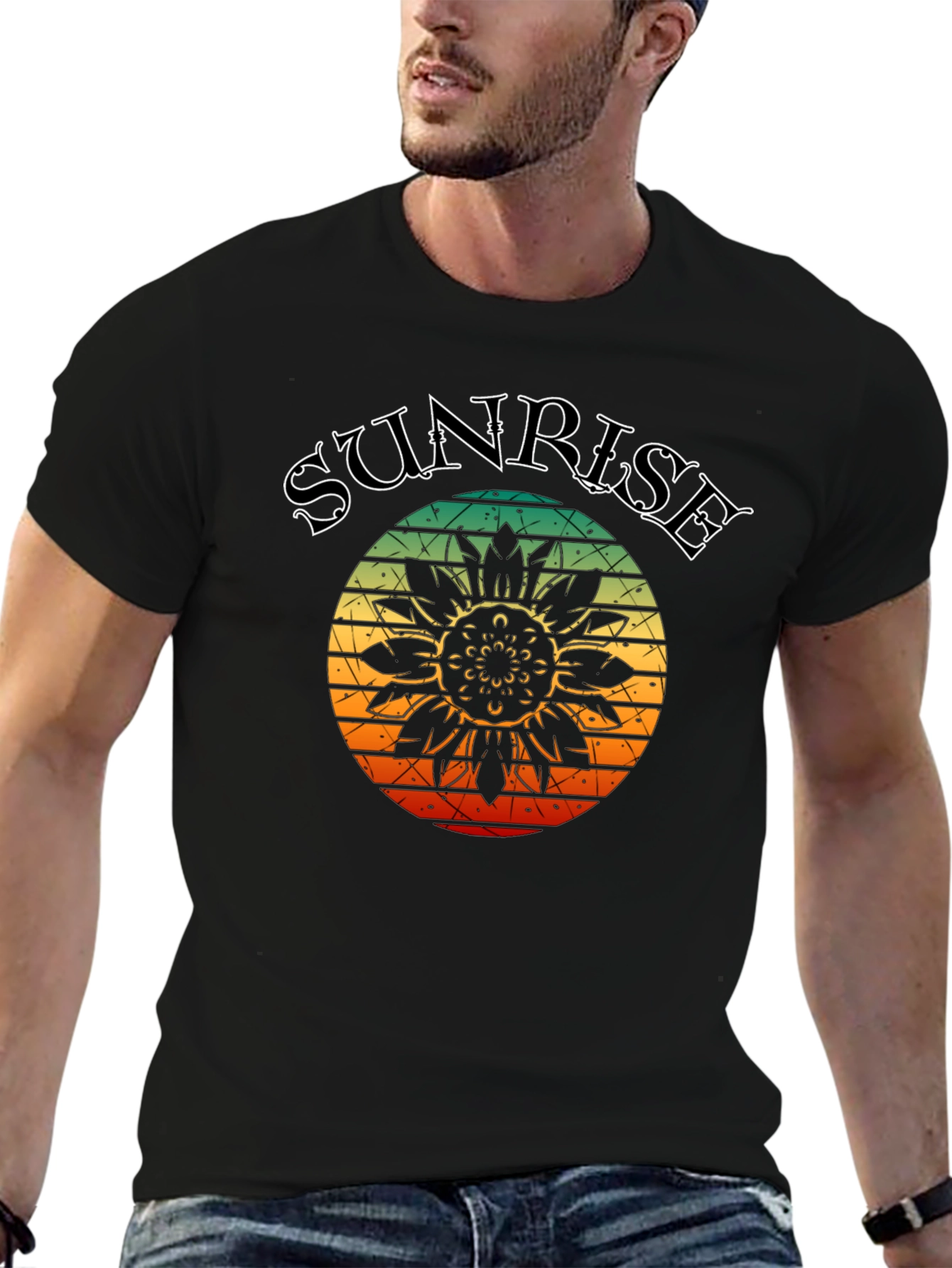 Sunrise Sunflower Graphic Tee - Black T-Shirt