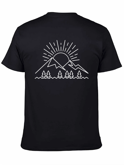 Minimalist Mountain Scene Graphic T-Shirt