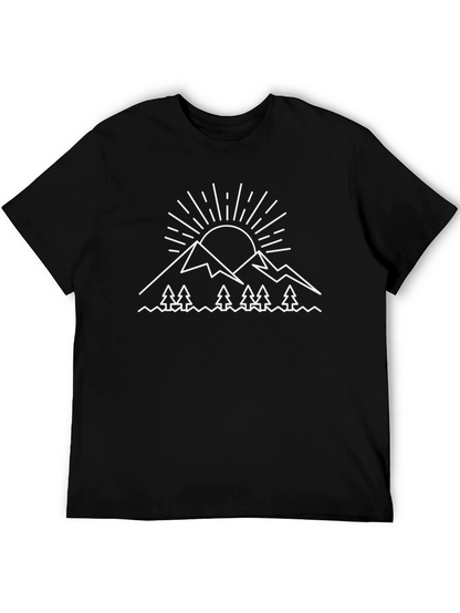 Minimalist Mountain Scene Graphic T-Shirt