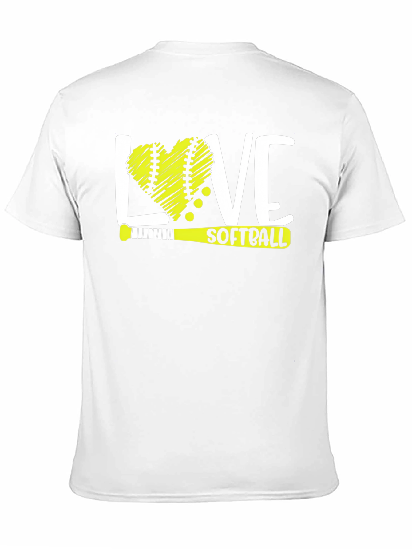 Love Softball T-Shirt - Heart Ball & Bat Design