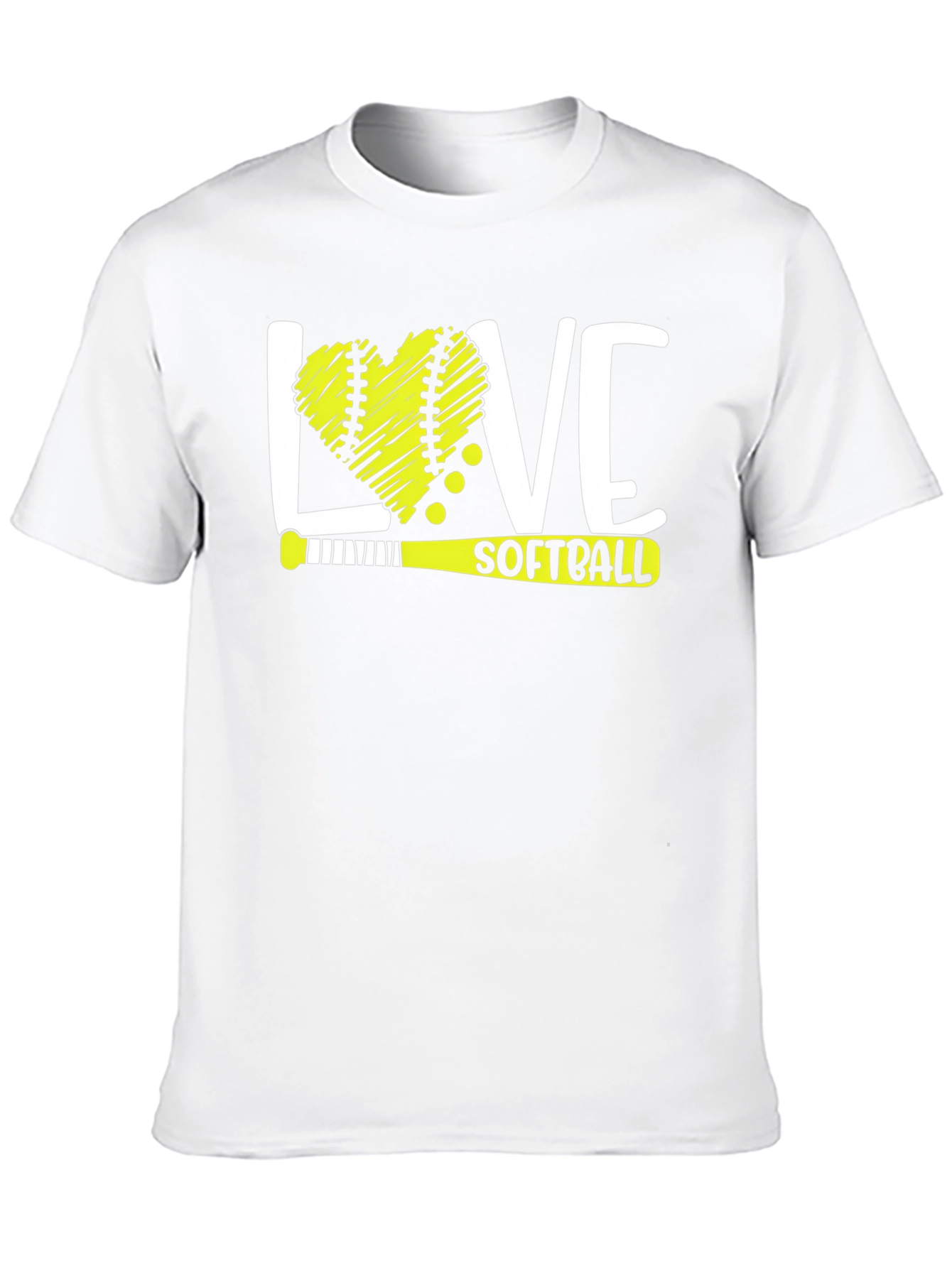 Love Softball T-Shirt - Heart Ball & Bat Design