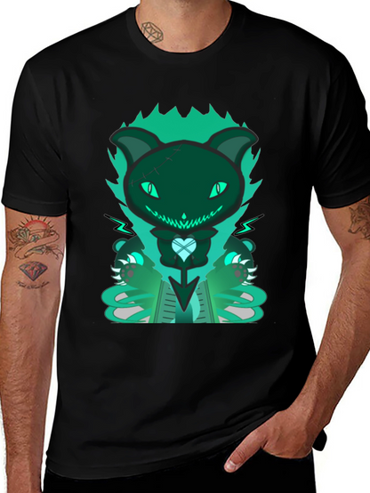Gothic Cat Tee - Dark & Playful Design