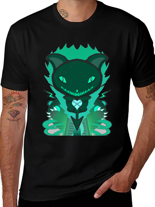 Gothic Cat Tee - Dark & Playful Design
