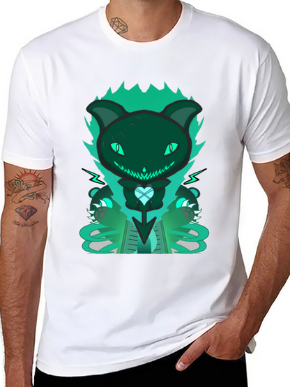 Gothic Cat Tee - Dark & Playful Design