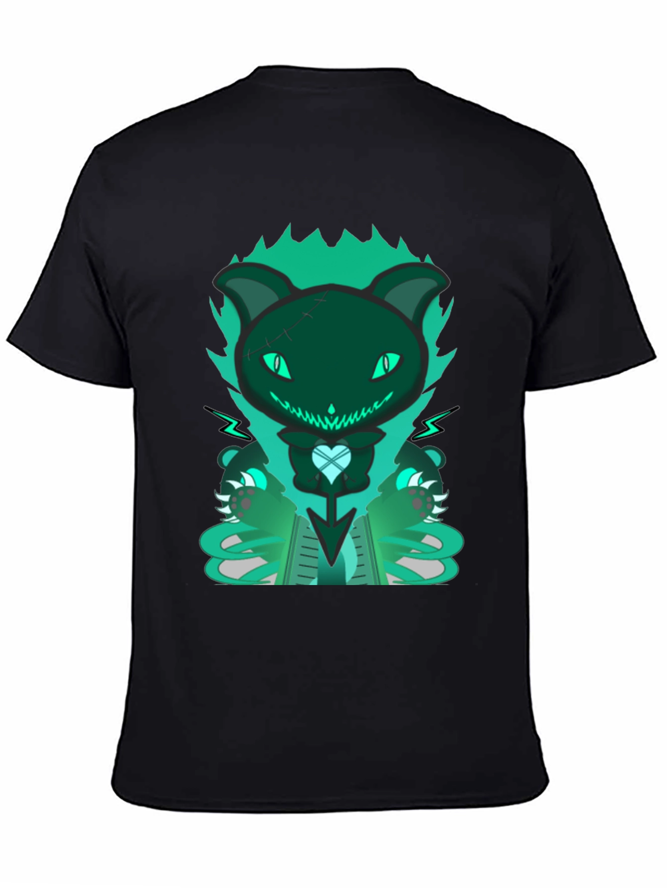 Gothic Cat Tee - Dark & Playful Design
