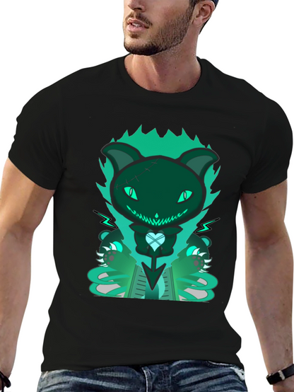 Gothic Cat Tee - Dark & Playful Design