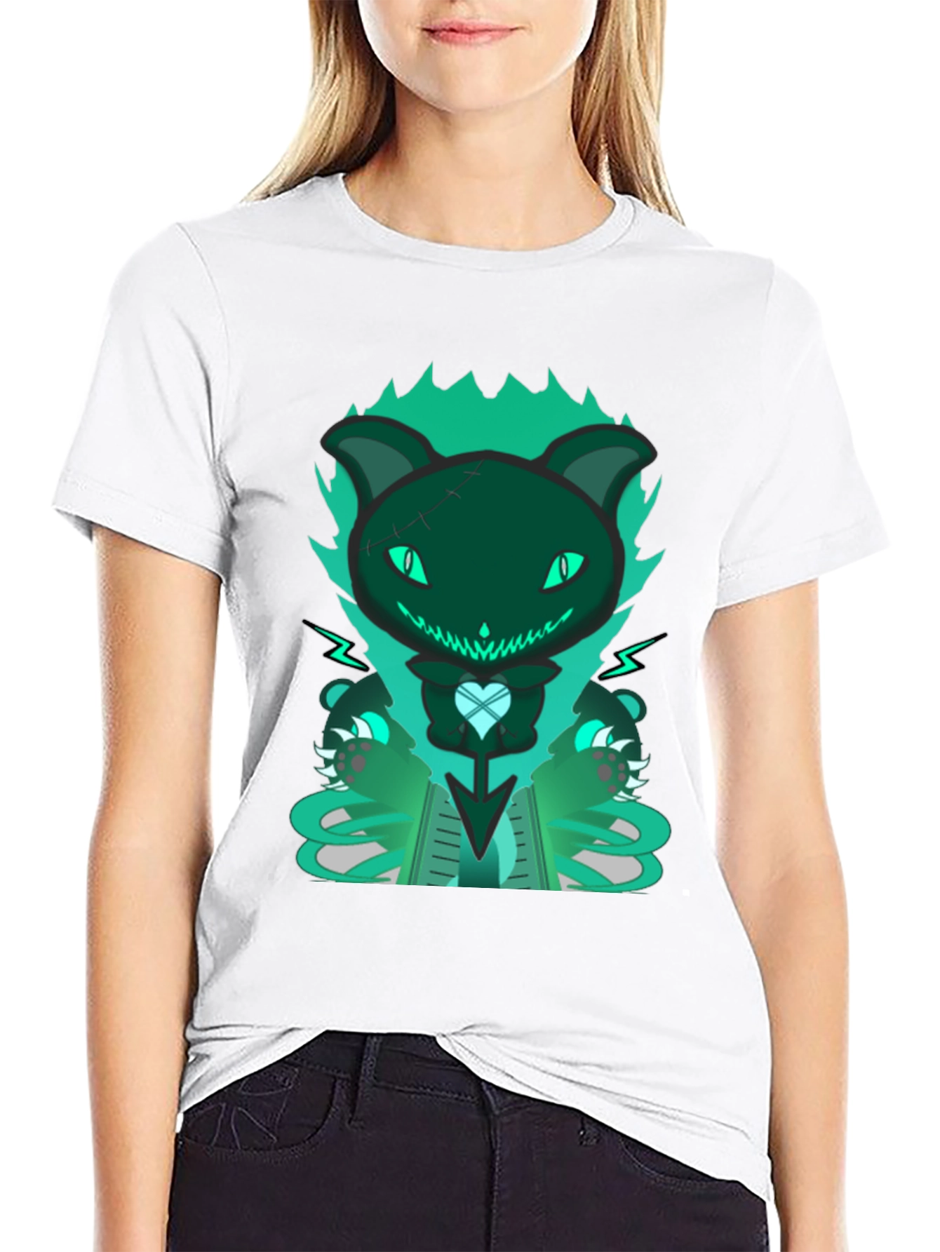 Gothic Cat Tee - Dark & Playful Design