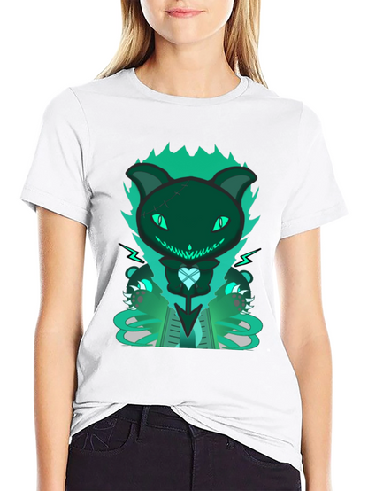 Gothic Cat Tee - Dark & Playful Design