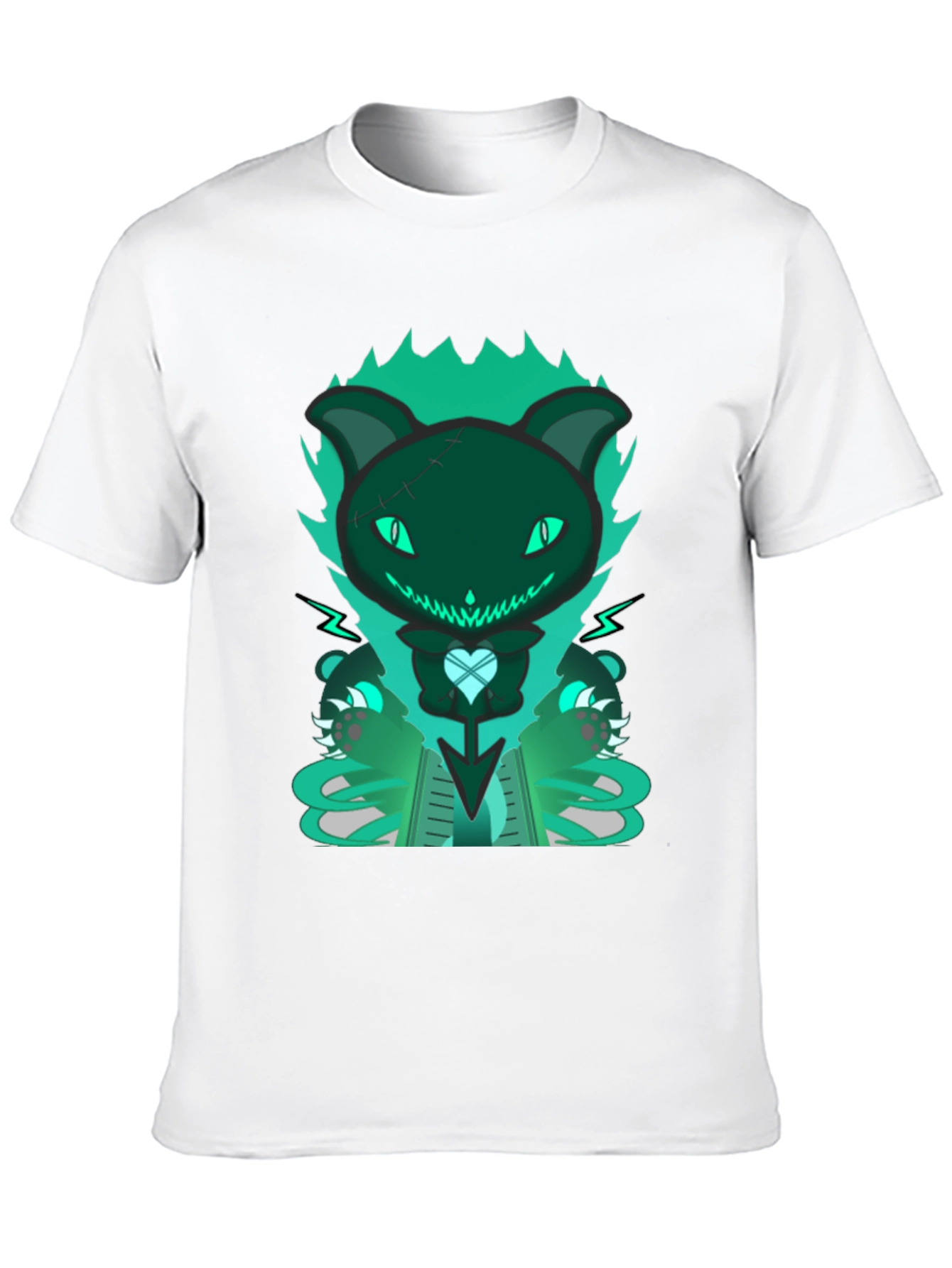 Gothic Cat Tee - Dark & Playful Design