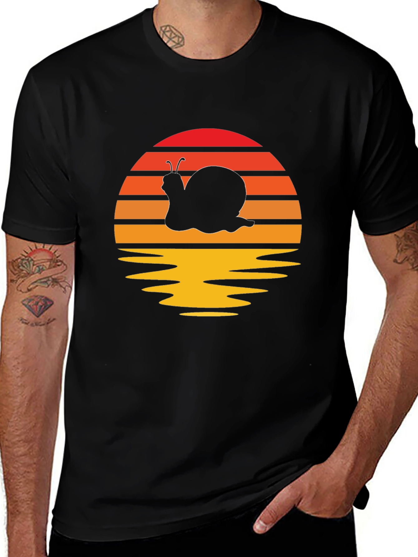 Retro Snail Silhouette Graphic T-Shirt