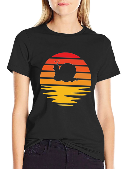 Retro Snail Silhouette Graphic T-Shirt