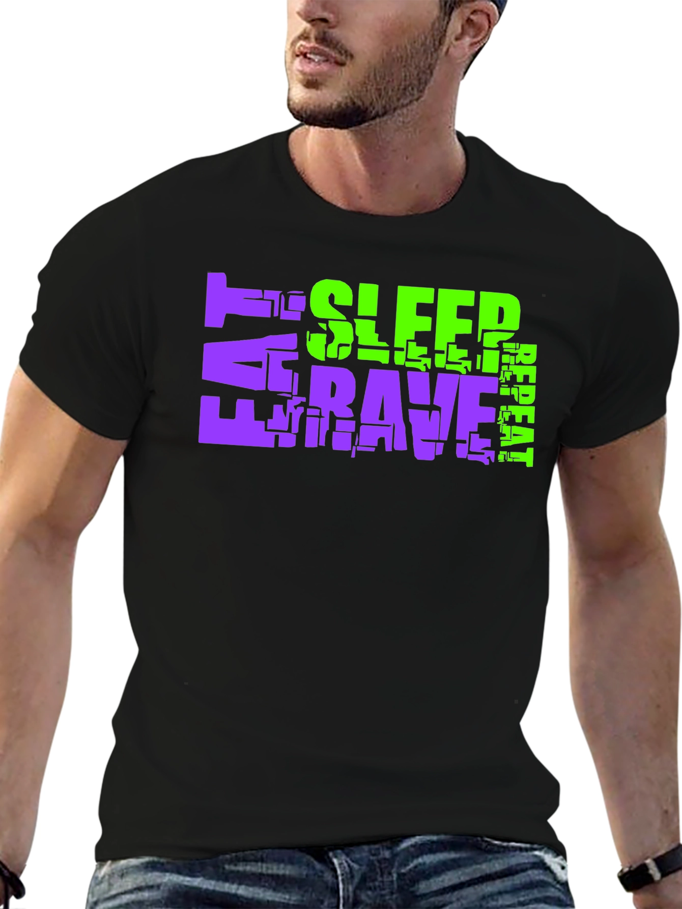 Eat Sleep Rave Repeat Graphic T-Shirt