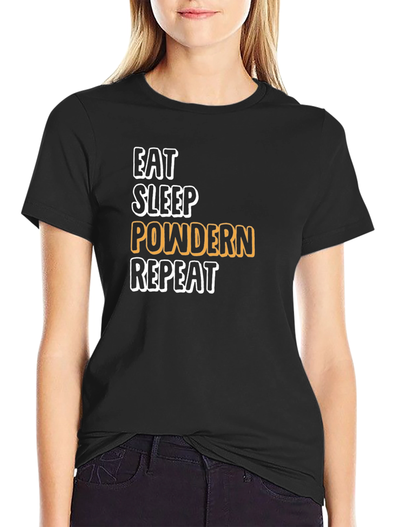 Eat Sleep Powdern Repeat Black T-Shirt