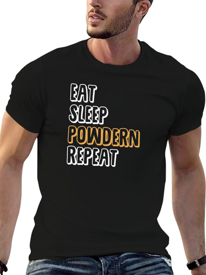 Eat Sleep Powdern Repeat Black T-Shirt