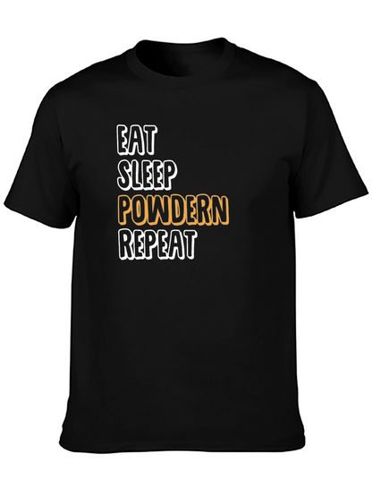 Eat Sleep Powdern Repeat Black T-Shirt