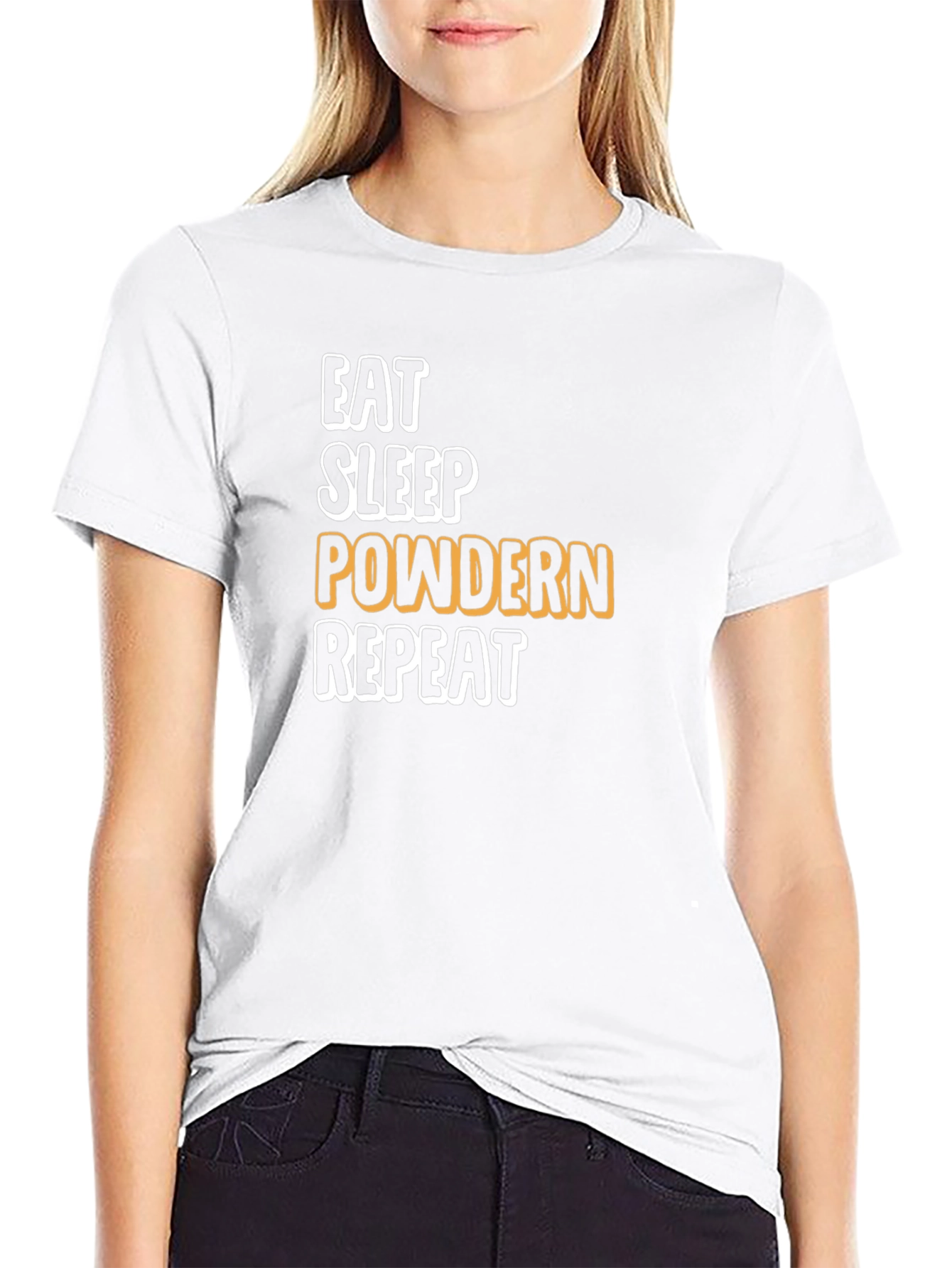 Eat Sleep Powdern Repeat Black T-Shirt