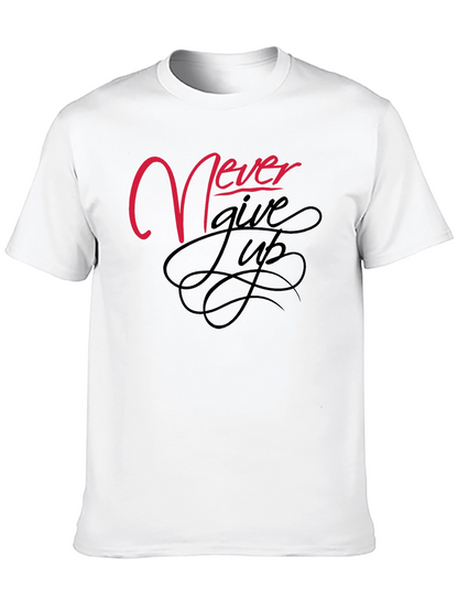 Never Give Up Black Graphic Tee
