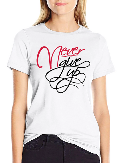 Never Give Up Black Graphic Tee