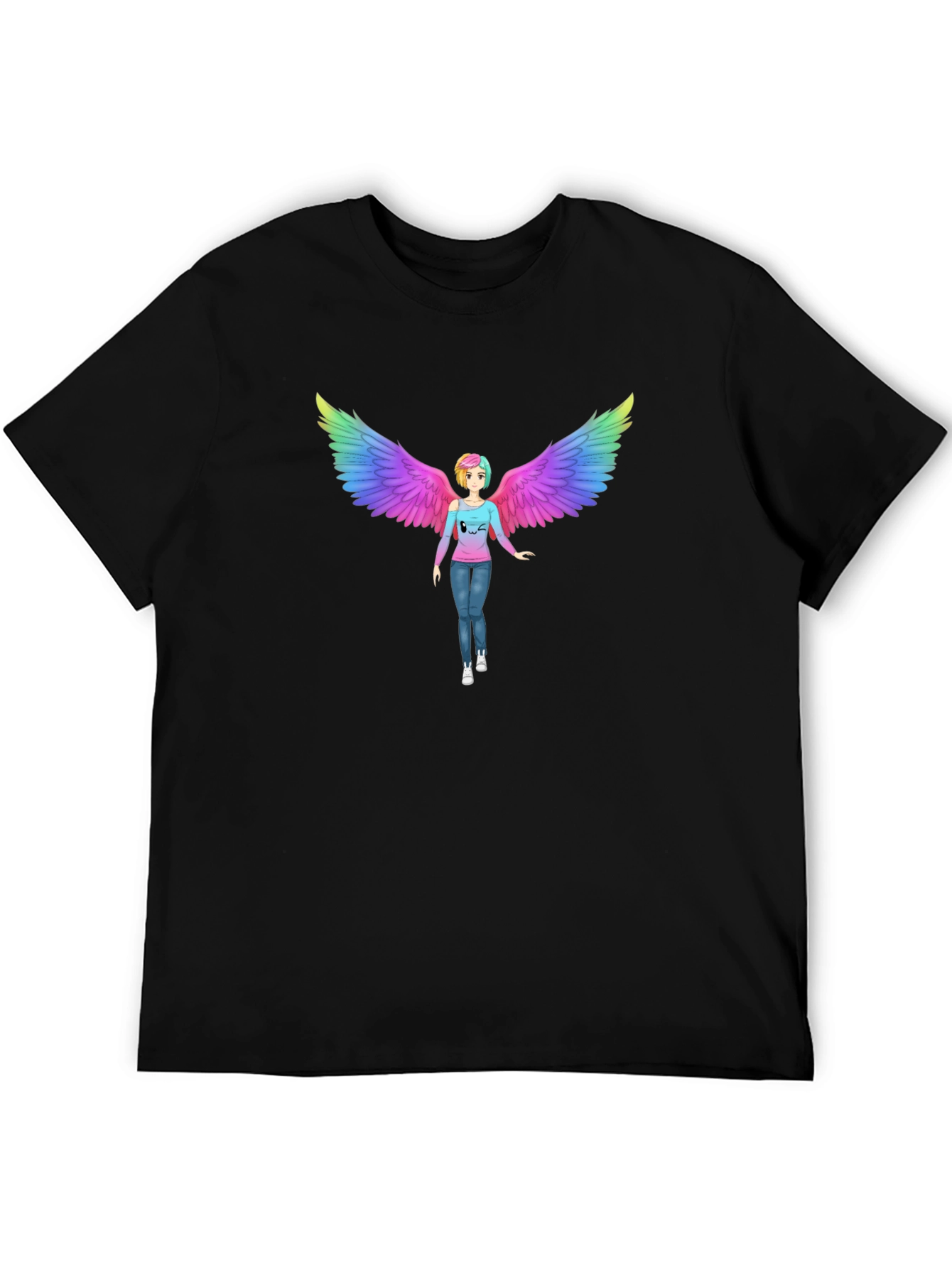 Rainbow Angel Wings Graphic Tee - Unisex